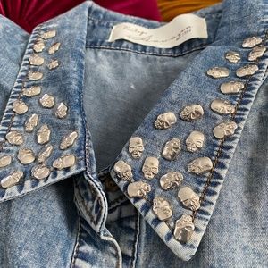 Vintage Havana Denim Shirt W Silver Skull …
